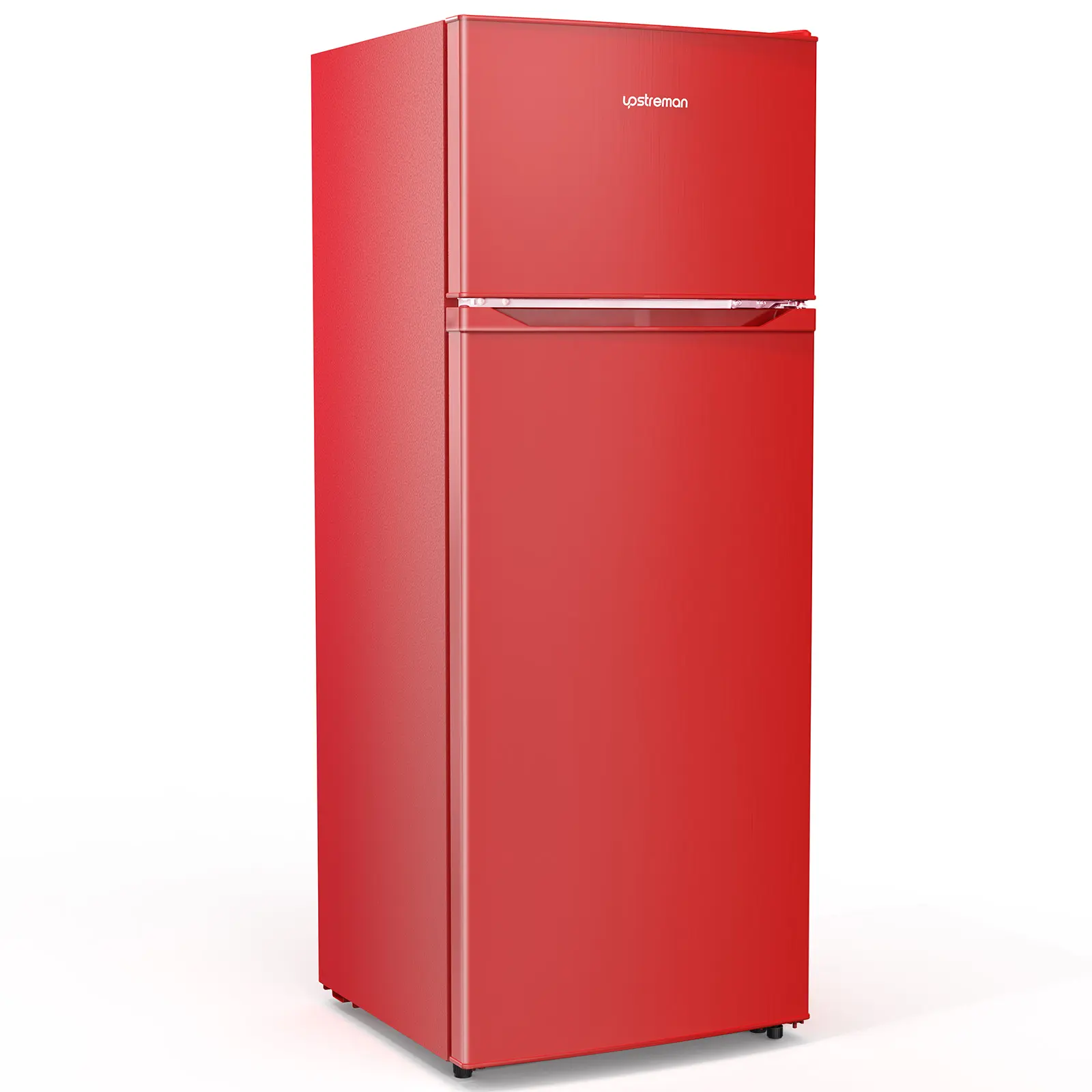 Upstreman 7.7 Cu.Ft. Double-Door Refrigerator-Freezer Appliance, Adjustable Temperature Thermostat, Reversible Door Swing, Energy-Efficient Mini Fridge for Apartments