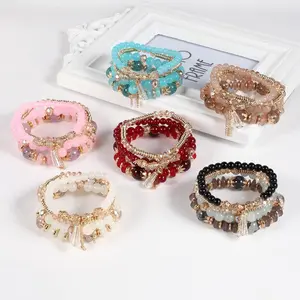 7Pcs Boho Stackable Beaded Bracelets Set for Women Girls, Handmade Multilayer Stretch Bracelets, Colorful Layered Charm Bead Jewelry, Aesthetic Bohemian Casual Beach Daily Wear, Trendy Fashion Accessories Ideal Holiday Birthday Gift for Teens Ladies