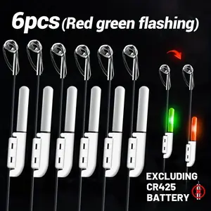 6pcs Fishing Rod Tip Lights, Color-changing Bite Indicators for Night Fishing, Hook Alert Function (batteries Not Included), Fishing Gear