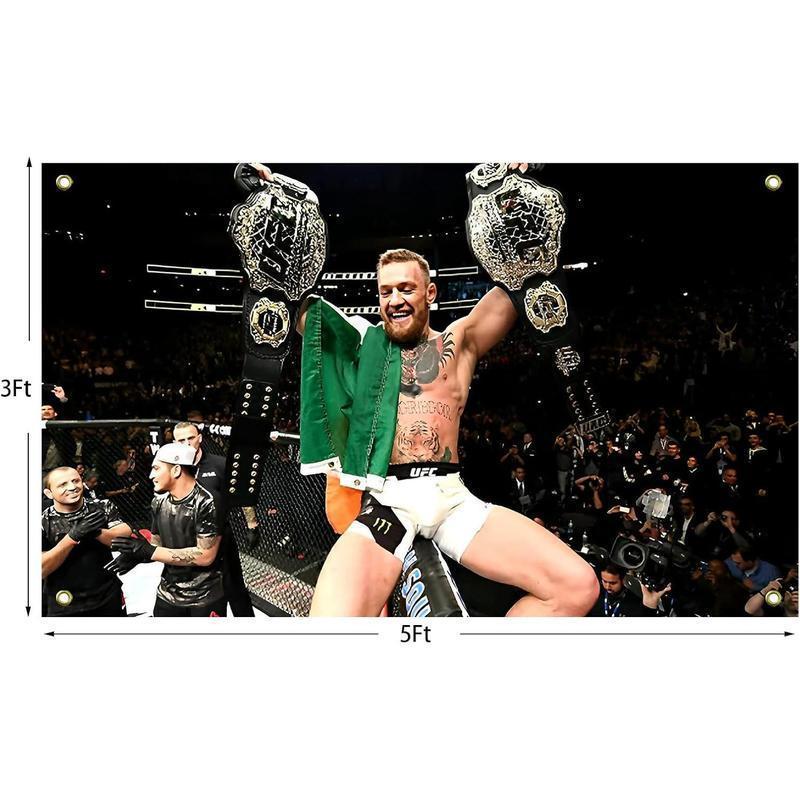 Conor McGregor Boxing Flag Funny Poster Durable Man Cave Wall Flag with Brass Grommets 40in*60in Tapestry Flag for College Dorm Room Decor,Outdoor,Bedroom, Parties gifts, travel, filming,events,festivals..