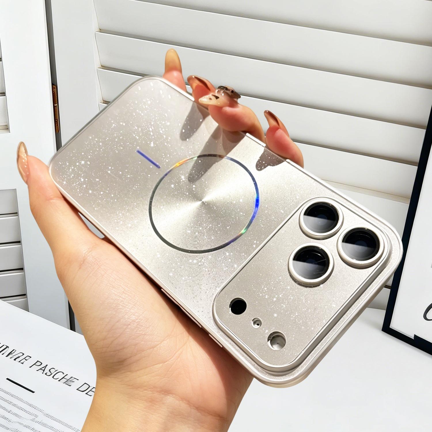 Glitter Bling Casing for iPhone 13-17 Pro Max, iPhone 16, Magnetic Ring Accessories with Full Lens Coverage, Shockproof, Dustproof, Crystal Aurora Finish, Magnetic Wireless Charging Protection,back to school,back to school haul