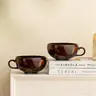 Brown 2-piece set Ceramic Coffee Mug, 12 Ounce Mug with Handles, Stylish ceramic cups, Ceramic Beverage Cup, Ceramic Stoneware Coffee Cups, Porcelain Mugs Sets for Coffee, Tea, Hot Cocoa, Drinking Cups, Microwave and Dishwasher Safe