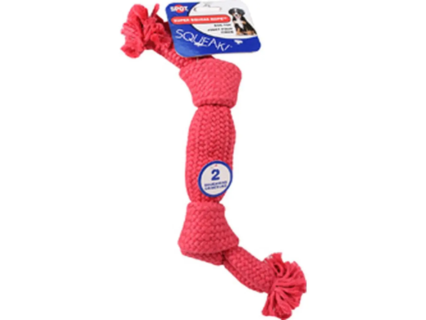 Ethical Dog 689726 Classic Super Squeak Rope-Tug Dog Toy - Double Squeaker, 14 in., Assorted, for Chewing Play, Long-Lasting Fun, Moderate Chewers, Rope Toy