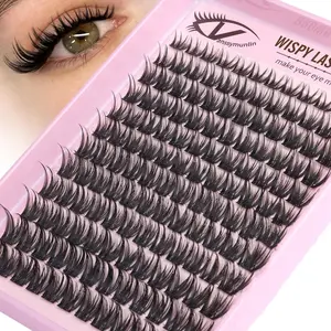 Natural Cluster False Eyelashes, Wispy Lashes, Lightweight C-Type Curl, 8-16mm Single Fiber, 144 Pieces, Long-Lasting Wear, Perfect for Daily Use, Cosmetic
