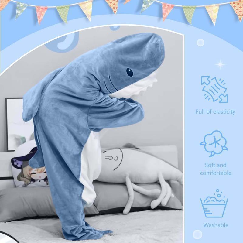 Shark Blanket Hoodie Onesie Sleeping Bag Cozy Costume For Family Loungewear Shark Pajama Comfort Overalls Womenswear Clothing