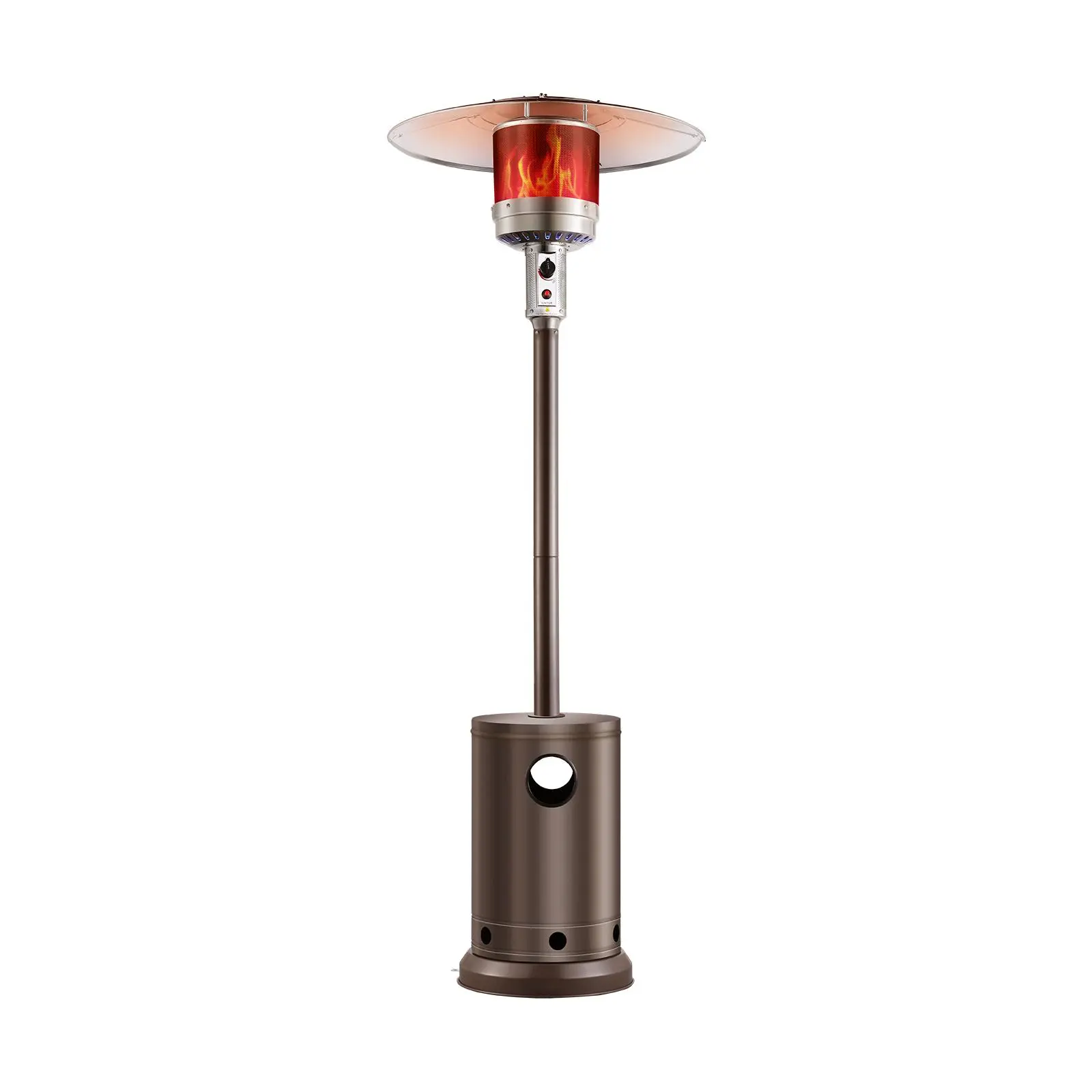 【SummerFinds】VEVOR Patio Heater for Outdoor Use,  50000BTU Propane Heater Tall Hammered With Round Table Design, Metal Burner and Wheels, Fixed Outdoor Patio Flame Heater for Patio, Party, Backyard, Garden, Bronze