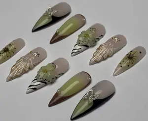 3D Flower Butterfly Chrome Press On Nails Y2K Fairycore Nail Art Glossy Retro Vibes Easy Application Customizable Sizes XS-9 mm for Quick Changes or Special Occasions