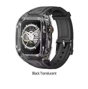 Transparent Modification Kit For Apple Watch Ultra 9 8 7 49mm 44mm 45mm Strap+Case For iWatch Series 6 5 4 Rubber Band Refit Mod