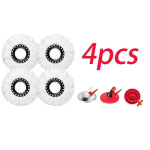 4 Pack Microfiber Mop Head Spin Mop Head Replacement, Refill Head Universal for Spin Magic Mop, Round Shape Standard Size White mop Household Items