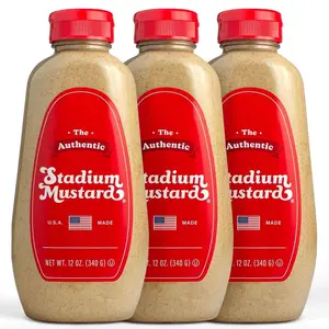 The Authentic Stadium Mustard. The Classic Condiment for Hot Dogs and Hamburgers. Gluten Free, Sugar Free, Kosher, Fat Free 12oz (Pack Of 3)