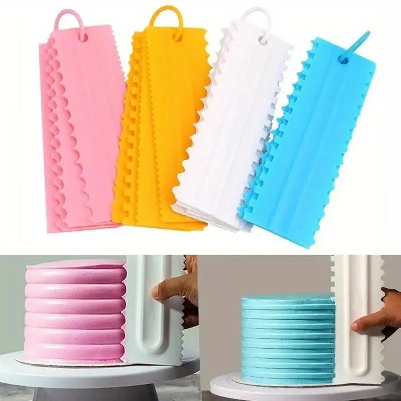 4pcs/set cream scraper PP Cream Smoother Pastry Icing Combs Spatulas DIY Baking Tools bakery accessories Cake Decorating Comb