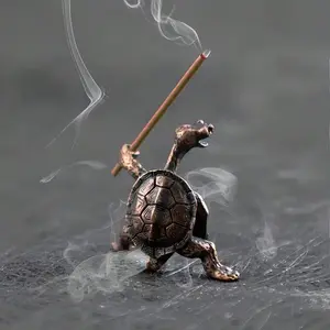 Brass Turtle Incense Burner, Kung Fu Style, Creative Home Decor Craft, Meditation Aromatherapy Accessories, Home Fragrance Decoration
