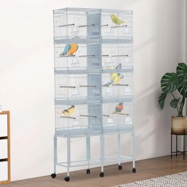 GARVEE 67" Height Metal Frame Parrot Play Stand, 67"in Perches & Ladders with Wheels, Removable Tray, Indoor-Outdoor Bird Playground, Black Hammertone Finish