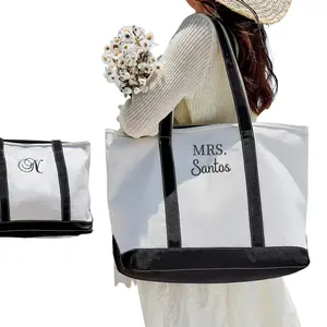 Personalized tote bag, Bridesmaid Gift Bag,Embroidered Canvas Tote Bag with Initials, Bachelorette Gifts,Personalized Gifts,Gift for Mom