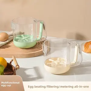 Semi-automatic press-style mixing cup, multi-function egg beater, household egg beater, mixing bowl, measuring cup, strainer, kitchen gadgets