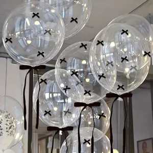 67 Piece Black DIY Bow Tie Balloons, & DIY Bow Tie Balloons, Mini Ribbon Bows, Transparent Bubble Balls, Wedding Decorations, Party