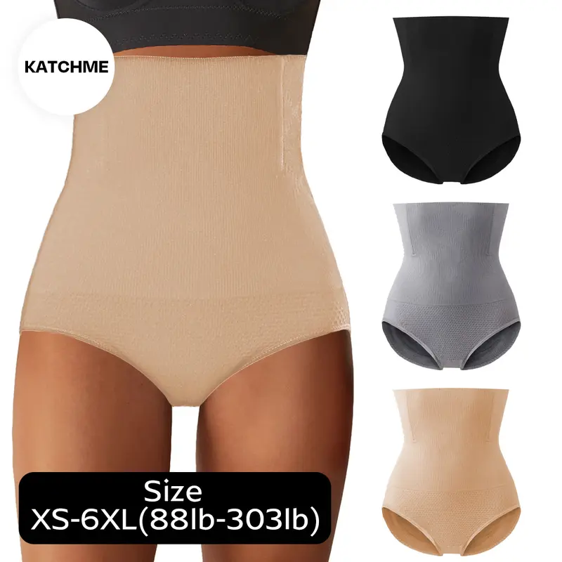 KatchMe Women's Solid Color High Waist Seamless Breathable Stretch Shaping Panties,Basic Tummy Control Shapewear,Soft Knickers,Shaping Underwear(new)
