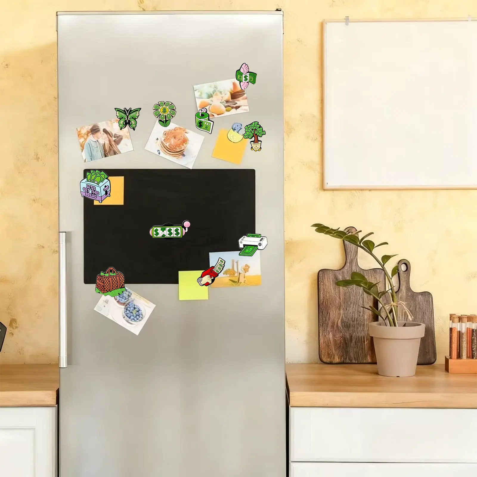 10-Piece Decorative Money Refrigerator Magnets Set with Wealth Symbol Design, Kitchen Organization & Home Display, Non-Toxic Material