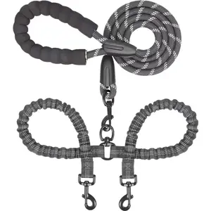 2 in 1 Dog Leash, dual dog leash, 360 Degree Rotating anti-entanglement Double Dog Leash, Can be Used for Medium and Large Dogs, 20~150lbs, Dog Collar Leash No Pull Harness Harness Straps dogaccessories Weatherproof Coating Extreme Durability