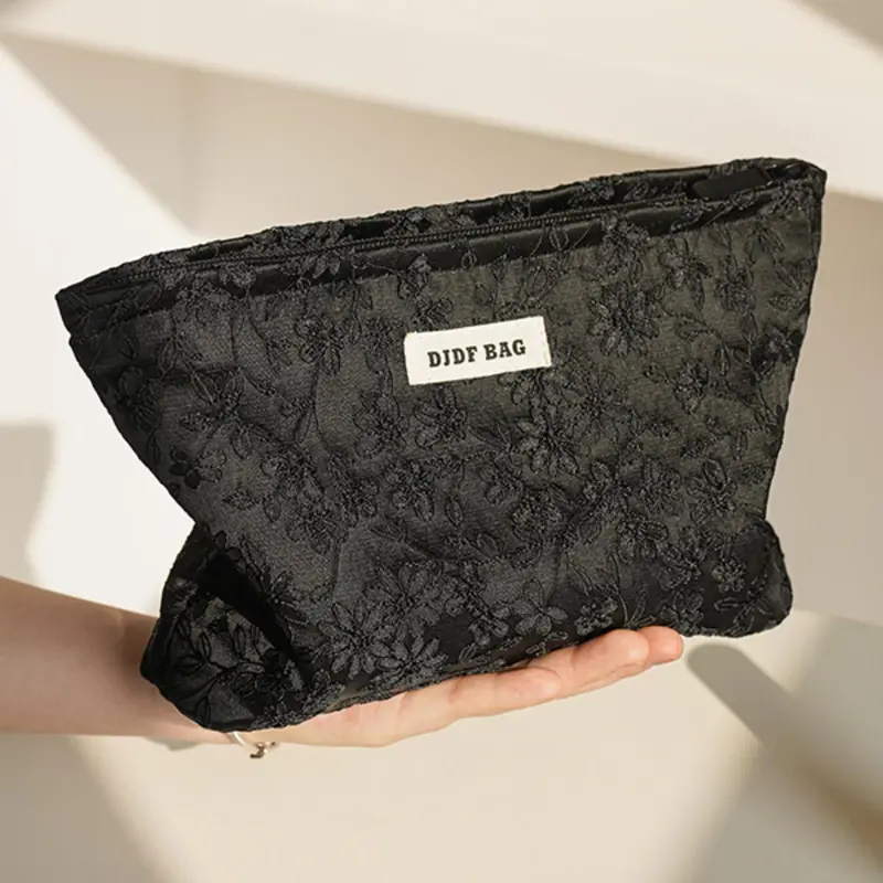 Floral Pattern Makeup Bag, Vintage Vanity Bag, Large Capacity Cosmetic Storage Bag, Zipper Makeup Organizer Pouch, Handheld Cosmetic Pouch, Versatile Storage Bag for Travel & Daily Used, Cosmetics Bag, Cosmetic Travel Bags, Travel Beauty Bag