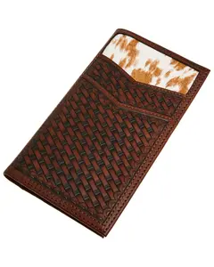 Cody James Men's Hutton Basket Weave Tooled Hair-On Bifold Rodeo Wallet - Cjaho25wt4-Bn