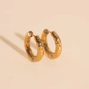 Hammered Chunky Rounded Huggie Hoop Earrings