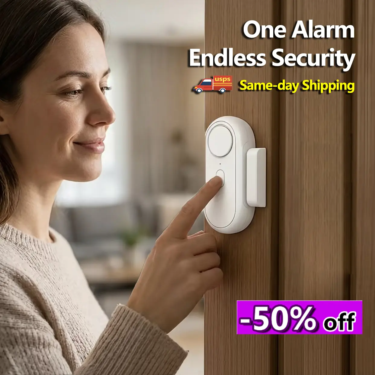 Wireless Door & Window Alarm Sensor Kit - Battery-Powered Plastic Smart Home Security Device with Entry Alert, High Volume, Family Safety Protection (Batteries Included for Shops)