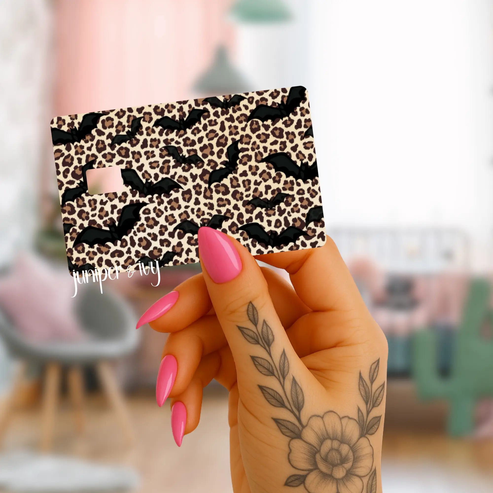 Leopard bat credit card skin sticker