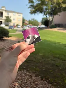 Mountain Sticker Galaxy Sky | Hiking Nature Vinyl Decal | Pink Aesthetic Cosmic Outdoors Sticker | Adventure Laptop Water Bottle Sticker