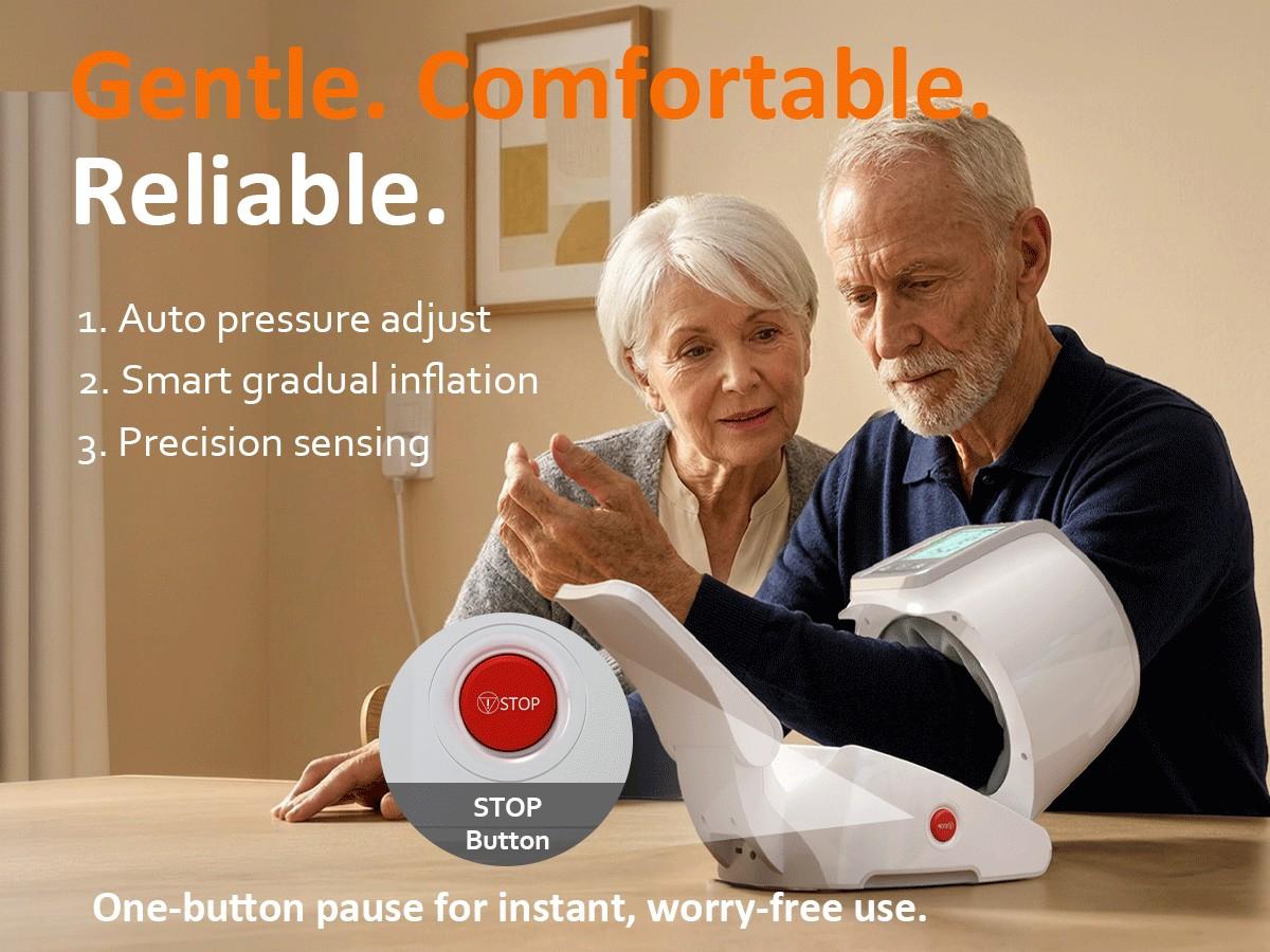 Upper Arm Blood Pressure Monitor for Home Use, Large Backlit LCD, Automatic Cuff Expands to 7.1"-16.5", One-Touch Barrel-Type Blood Pressure Monitors, Dual User 99x2 Memory, Pearl