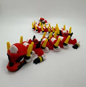 3D Printed Firefighter Dragon – Articulated Poseable Dragon Figurine | Firefighter Gift | Collectible Desk Decor