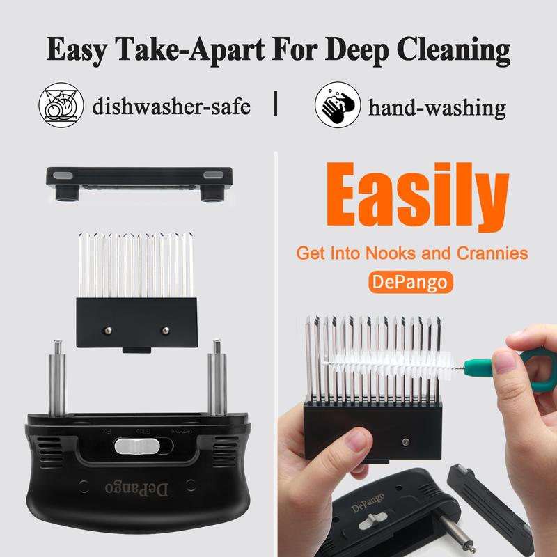 DePango Meat Tenderizer with 48 Stainless Steel Blades, Ergonomic Handle for Easy Pressing, Detachable Design for Thorough Cleaning, Ideal for Beef, Pork, Chicken