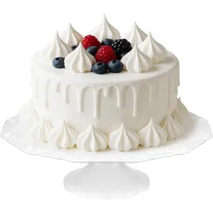 12" White Cake Stand for 10" Cake, Porcelain Cake Plate, Cake Pedestal Stand, Round Dessert Stand, Wedding Cake Stand for Party, Birthday, Baby Shower, Christmas, Mother's Day, Home Decorating Cake Display Stand