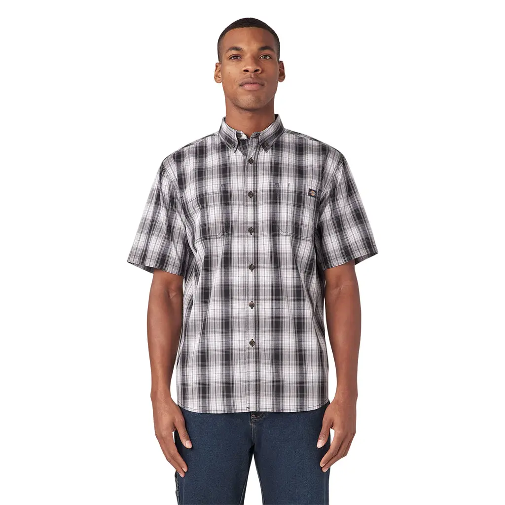 Dickies Men's Short-Sleeve Checkered Poplin Casual Button Collared Shirt - Relaxed Fit, Pencil Pocket, Hemmed, Spandex Blend, Business Casual Menswear, Mens Shirts, Checkered Shirt