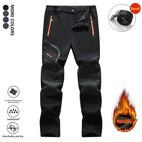 Warm Casual Work Pants for Autumn and Winter, Men's Straight-Leg Carpenter Pants, Fleece-Lined Thickened Outdoor Work Trousers with Zippered Pockets, Suitable for Winter Outings, Fleece Lining, Warmth, Cold Resistance, Windproof Menswear Clothes