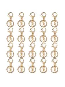 20pcs Fashionable Simple 30mm Chain Lobster Clasp Keychains Set, DIY Accessories, Three-Piece Keychain Bundle, Stylish and Practical