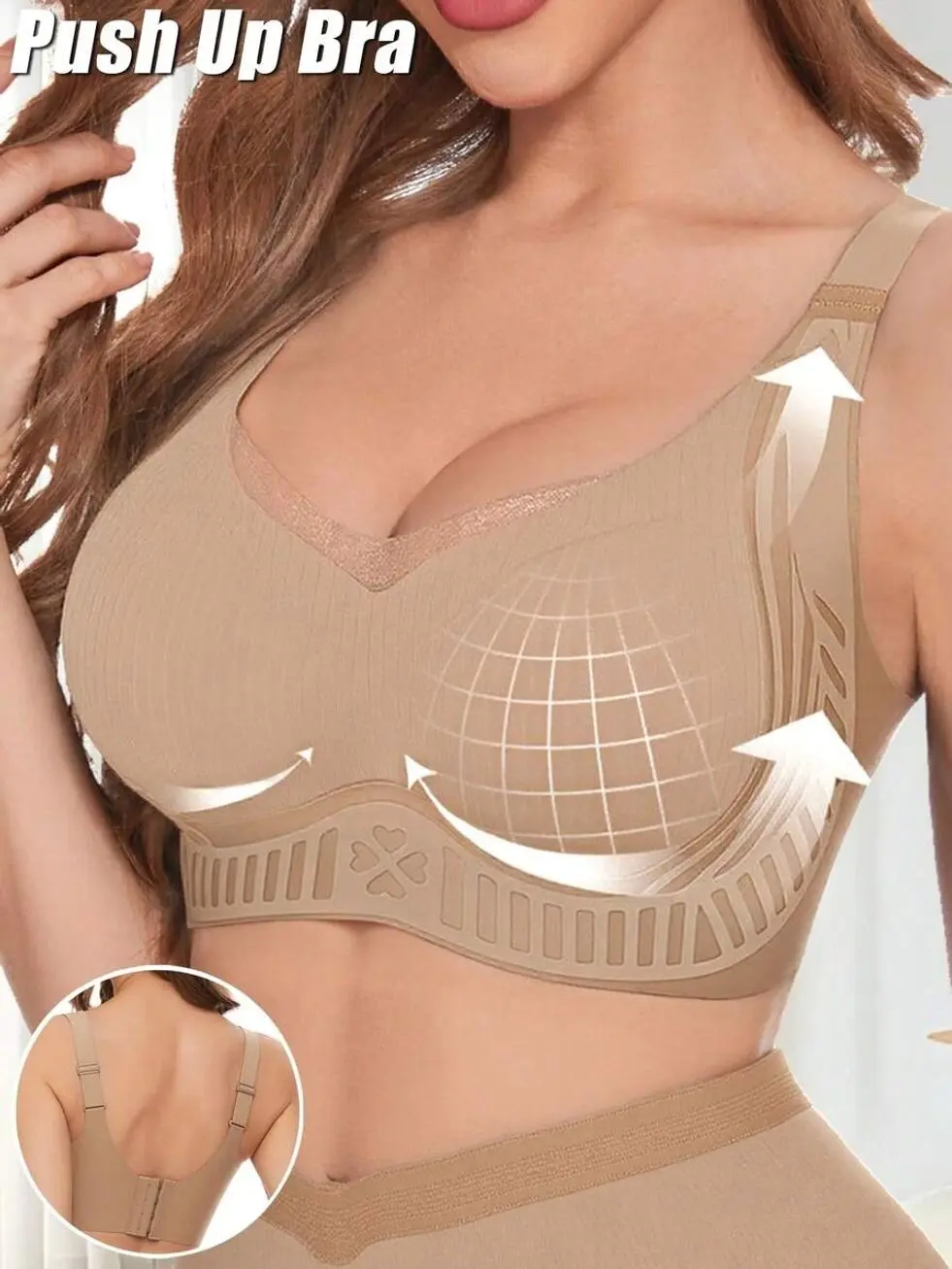 Seamless Wireless Push-Up Bra, Padded Lifting Bralette for Daily Wear, Yoga & Comfort