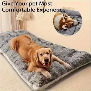 Extra Large Plush Dog Bed Sofa Cat Nest Dog Cage Mat, Thickened Super Soft Polyester Pet Mat for Small, Medium & Large Cats & Dogs - Cute Rectangular Sofa Waterproof Dog Cat Bed Comfy Comfortable Non-slip Faux Fur Washable XL Anti-Anxiety Warm Detachable