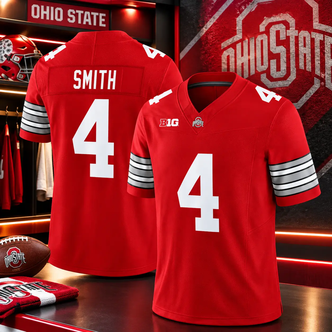 Jeremiah Smith Jersey #4 Ohio State Heritage Stripe 2026-27 Stitched Football Jersey