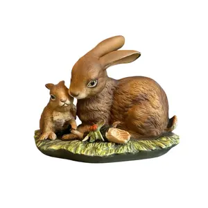 Vintage Homco Playful Tan and White Bunny Rabbit Ceramic Figurine