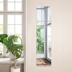 Acrylic Full-Length Mirror Tiles, 4-Piece Frameless Anti-Fracture Square Wall Mirrors, Indoor Use Home Decorative Mirror, Portrait Direction, Safety Body Mirrors Set, Wall Mounted Mirror