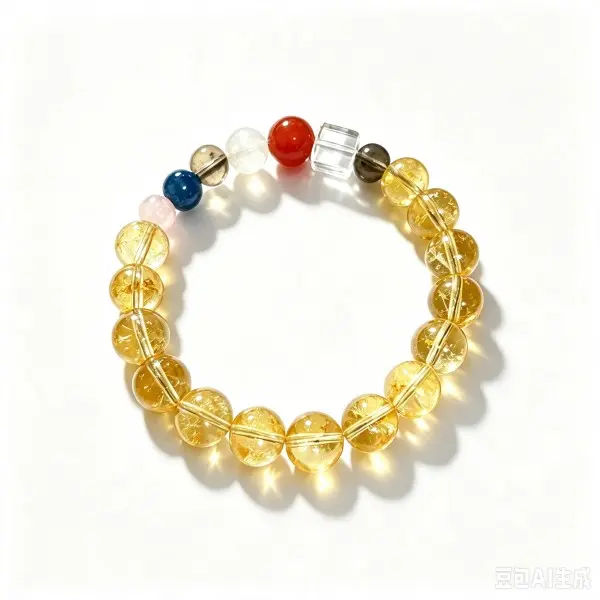 Original Design Multi Stone Natural Citrine Bracelet Mixed Color Crystal Bead Bangle Unisex