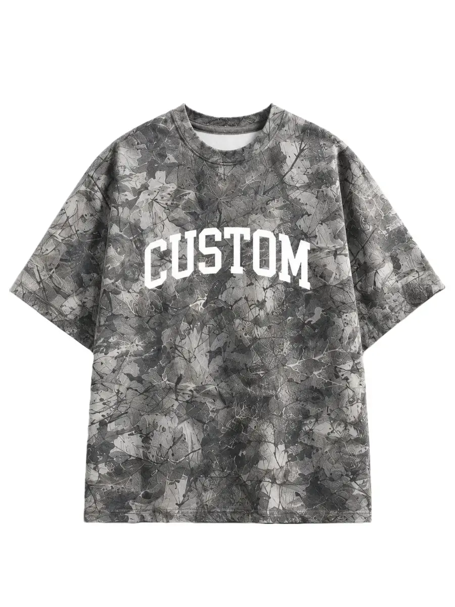 Custom Woodland Camo Oversized Tee | Personalized Camouflage Graphic Streetwear T-Shirt for Men & Women