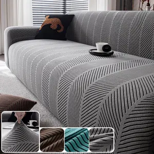 Fishbone Pattern Sofa Cover, 1pc New All-Season Elastic Full Wrap Sofa Protector, Anti-Slip Cat Scratch Resistant Three-Seater Couch Pad, Elastic Sofa Slipcover, Stretch Sofa Cover