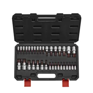 34-Piece Multi-Size Star Shape Torx Bit Socket Set, T6-T70 Solid & Tamper-Proof, S2 & Cr-V Alloy Steel, 1/4 in-3/8 in-1/2 in Drives, Drop-Resistant Enhanced Storage Case, Hand-Use Torx Sockets