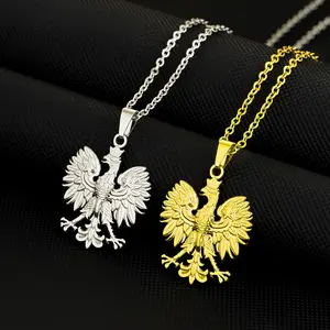 titanium steel metal sweater chain niche Polish national emblem eagle pendant necklace men and women couple accessories