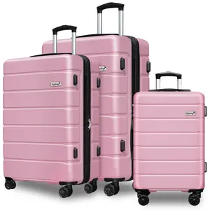 KEYTANG Lightweight & Expandable Hardside Luggage Set ABS Spinner Suitcases with 360° Silent Wheels & Double-Lock Handle for Effortless Travel