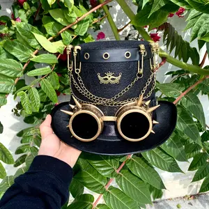Steampunk Top Hat Metallic Mad Hatter Scientist Time Traveler Halloween Costume Cosplay