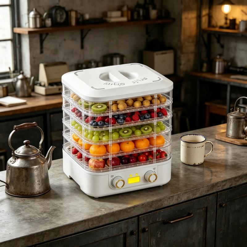 Food dehydrator, compact dehydrator for remixing food and dry, fruit, and vegetable, electric dehydrator with temperature control, 5 trays free of bisphenol A