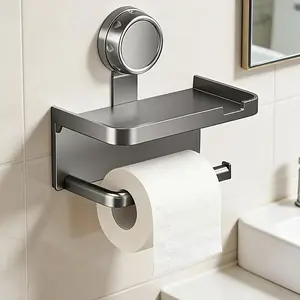 High-Quality Plastic Multi-Functional Wall-Mounted Storage Rack, Bathroom Paper Holder with Storage Box, Home Use Toilet Paper Dispenser